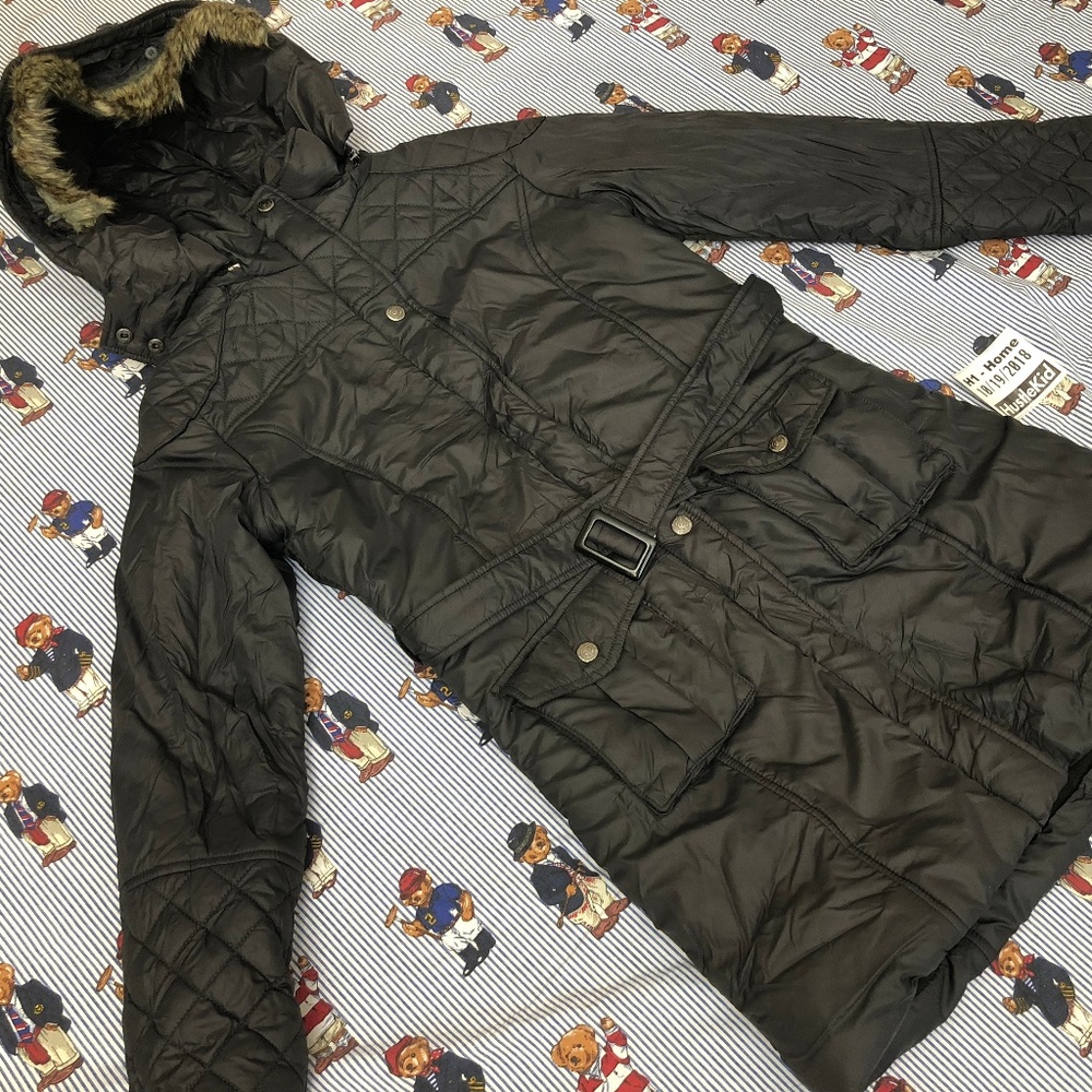 Zara Kid Youth Girl 13-14 Parka Hooded Jacket Belt